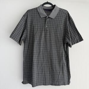 Ralph Lauren Polo Shirt Mens XL Purple Label Windowpane Mercerized Cotton Italy